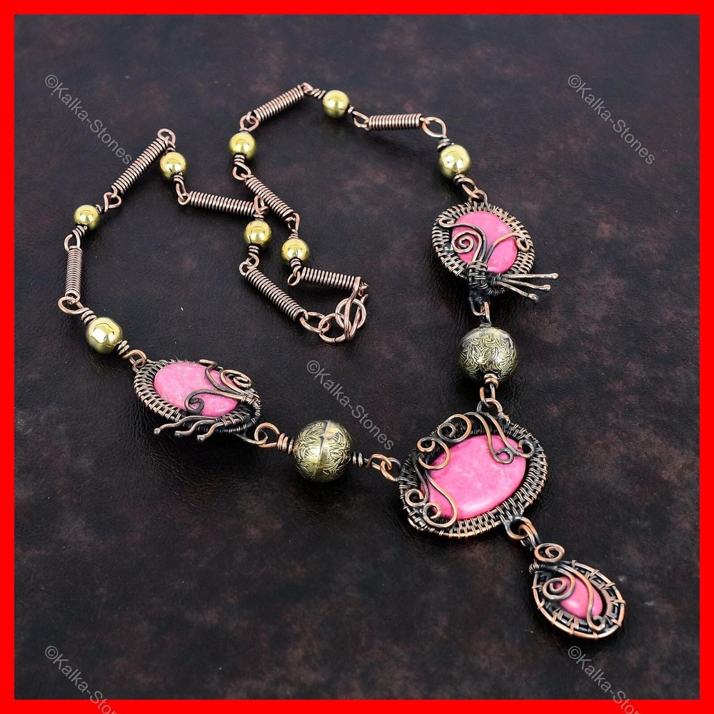Copper Wire Wrapped Thulite Stone Birthday Necklace for Daughter