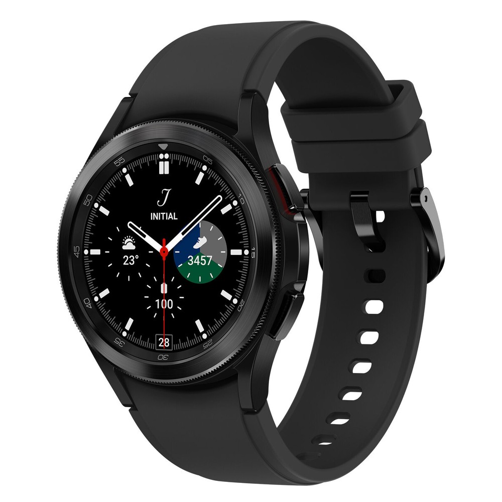 Samsung Galaxy Watch4 Classic SM-R890 46mm Stainless Steel Case with Ridge-Sport Band - Black (Bluetooth) (SM-R890NZKAXAA)