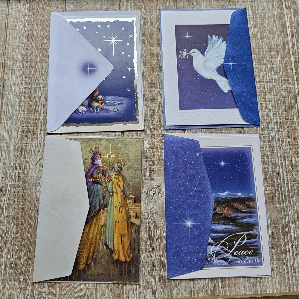 Christmas Nativity Star Greeting Card Set of 4 with 5x7 Envelopes