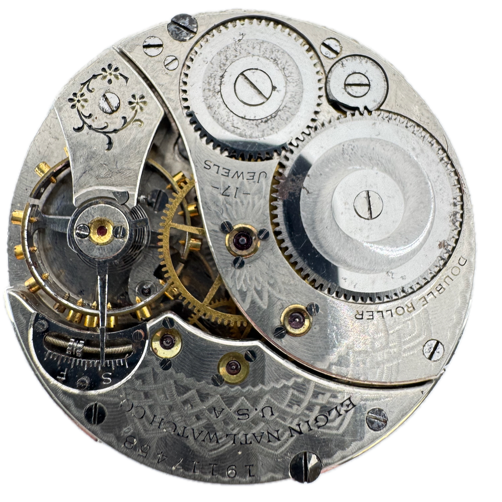 Antique 1917 Elgin 17 Jewel 12s Mechanical Pocket Watch Movement 345 USA