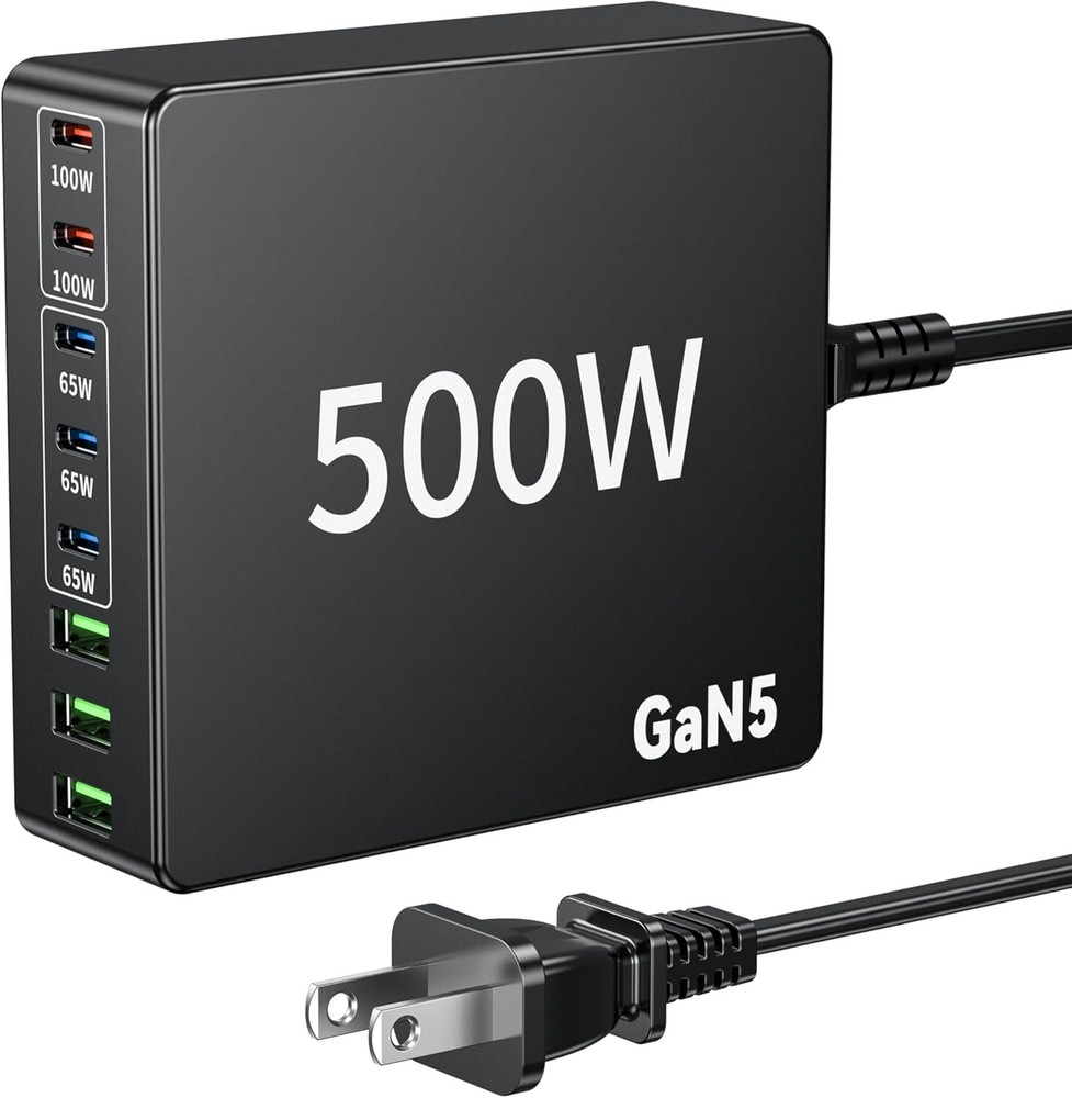 500W USB C Fast GAN Charger Block with 8 Multi Port Hub