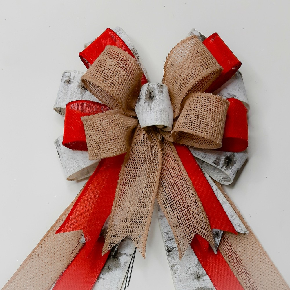 Valentine's Day Bow, Burlap, Birch Print
