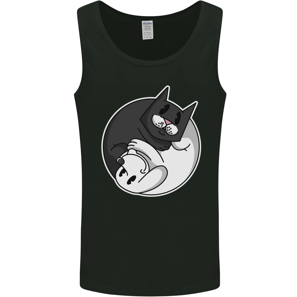 Cat and Dog Yin Yang Mens Vest Tank Top