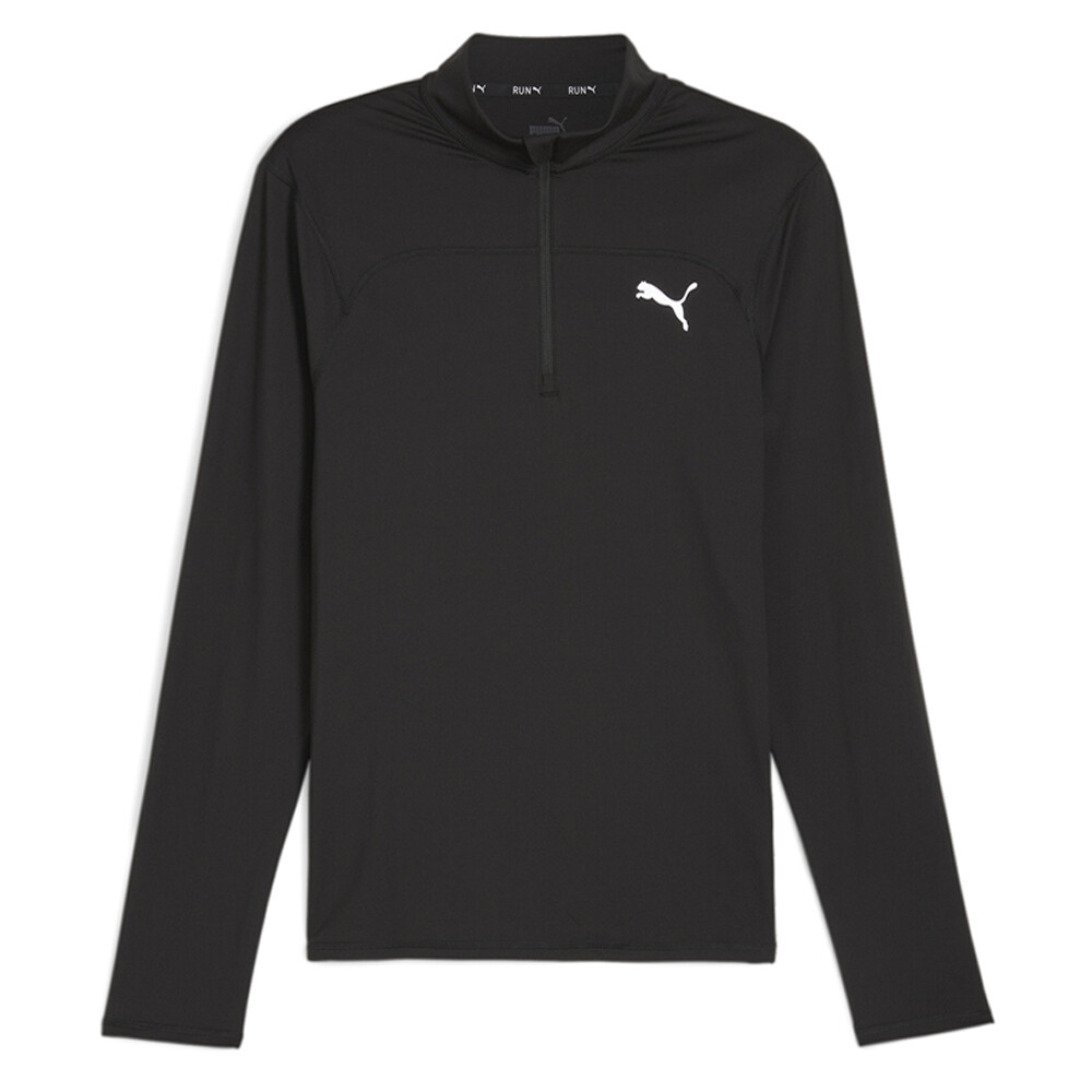 Puma Run Cloudspun Logo Quarter Zip Turtleneck Sweatshirt Mens Black  52499201