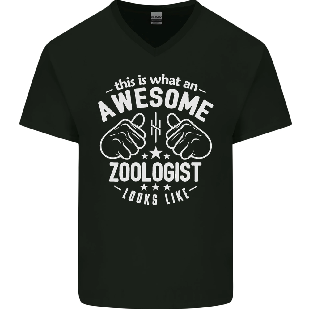 An Awesome Zoologist Looks Like Mens V-Neck Cotton T-Shirt