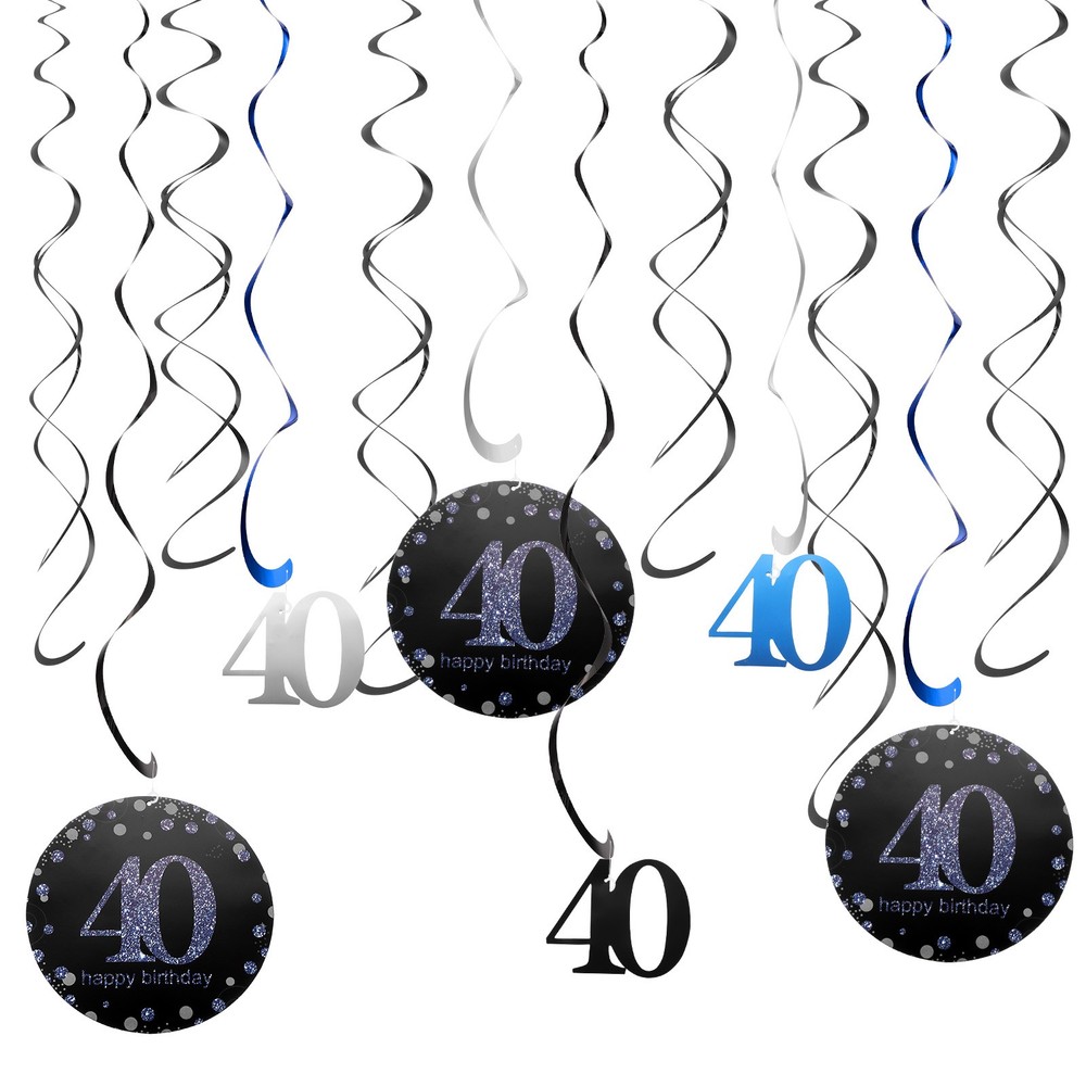 12pcs 3 Colors Hanging Swirls Decorations Party Swirls for 40th Birthday