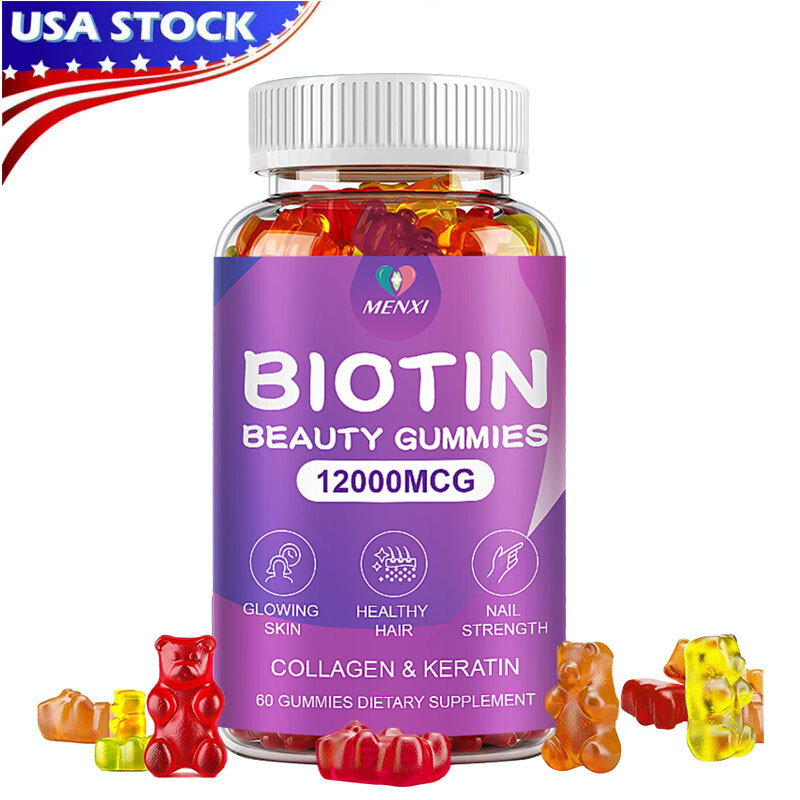 Organic Biotin & Collagen Gummies Hair Skin Nails Joints Vitamins Immune Support