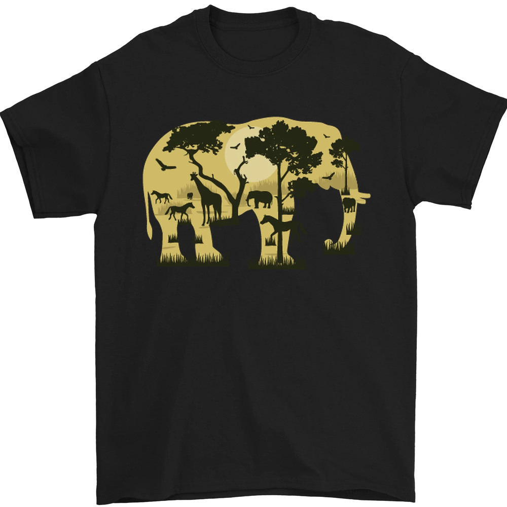 Elephant Ecology Animal Mens T-Shirt 100% Cotton