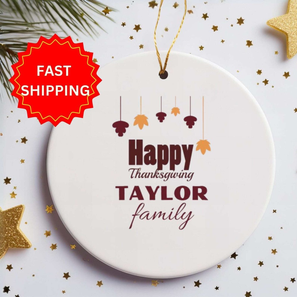 Happy Thanksgiving Ornament Personalized Family Gifts Fall Thanksgiving