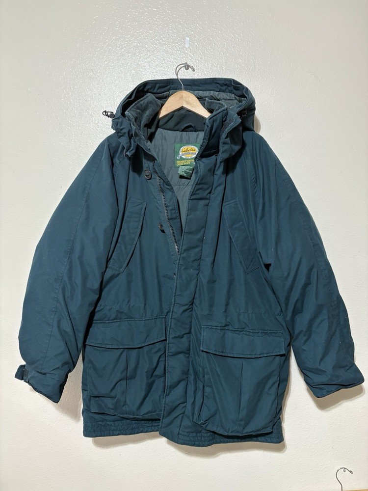 Vintage 90s Cabelas Mens Large Premier Northern Goose Down Parka Jacket Canada