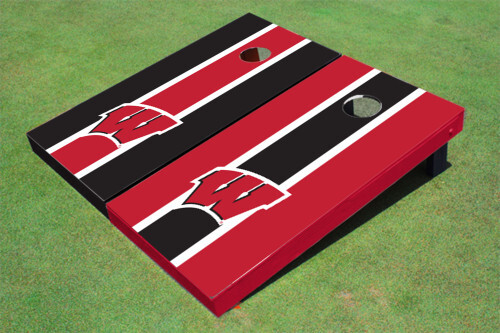 Wisconsin Badgers Striped Cornhole Set with Alternating Colors  