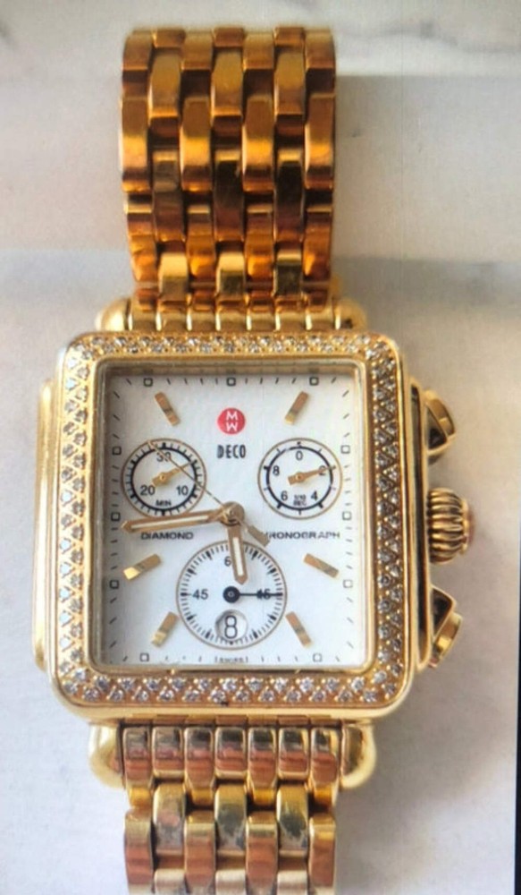 MICHELE Deco Diamond 18K Gold Chronograph Watch - Pre-Owned