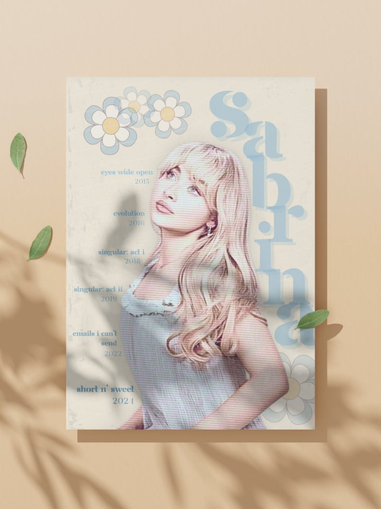 Sabrina-Carpenter Pastel Vintage Poster Unframe Music Album Print Retro