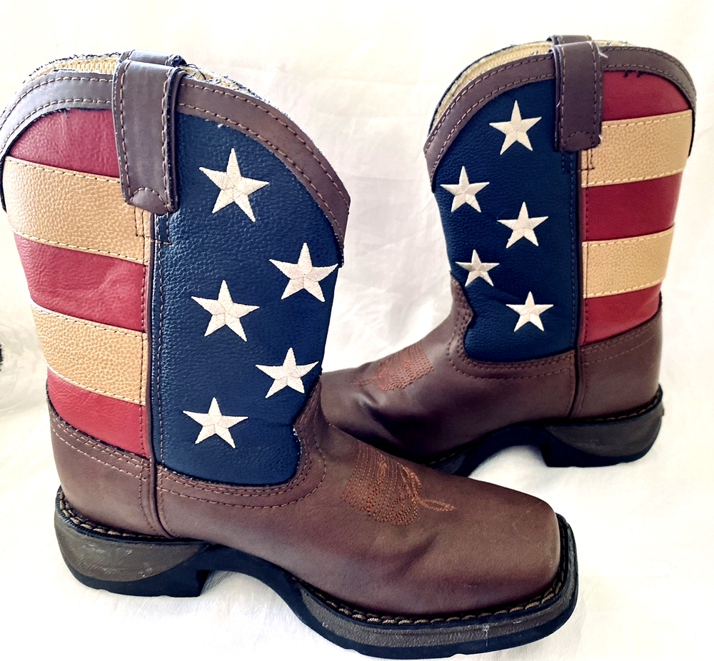 Lil Rebel Durango Sz Kids 8 Youth Western 8” American Union Flag Boot 4th July