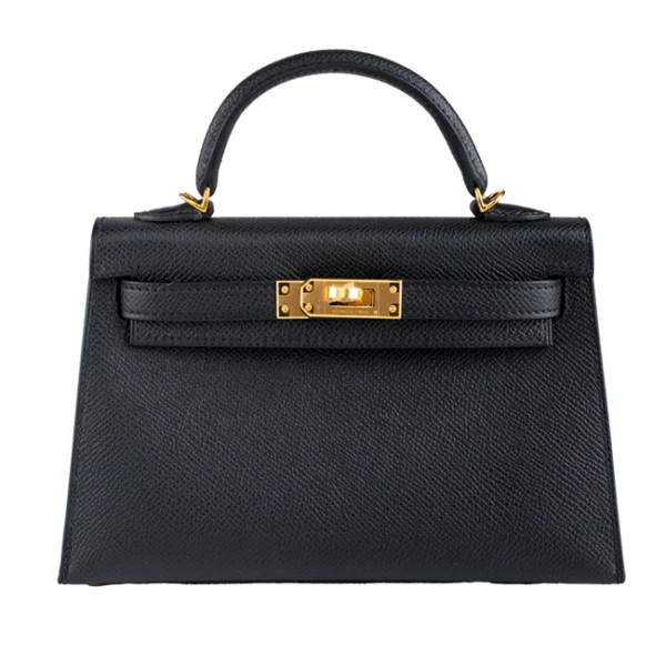 Hermes Kelly Mini II 20 Black Epsom Gold Hardware W Stamp 2025