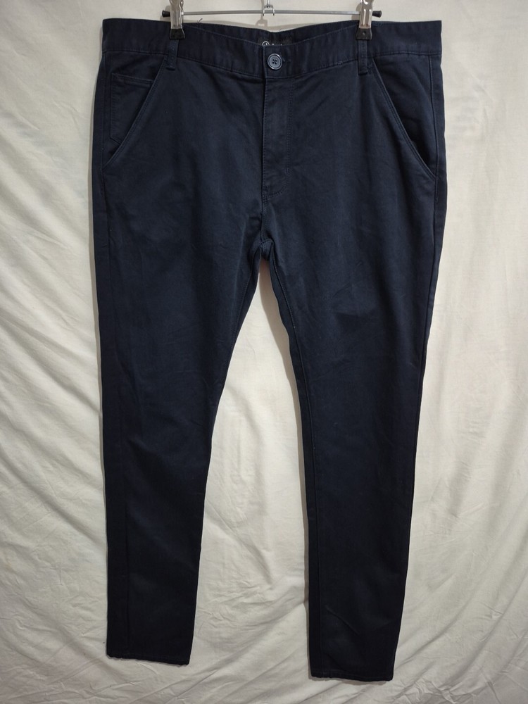 Demire Navy Blue Mens Pants Size W38 L34 Slim Fit Casual Trousers