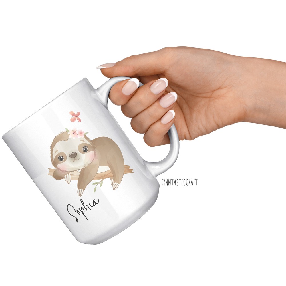 Personalized Kids Cup Sloth Mug Cute Alphabet Mug Letter S Mug For Kids