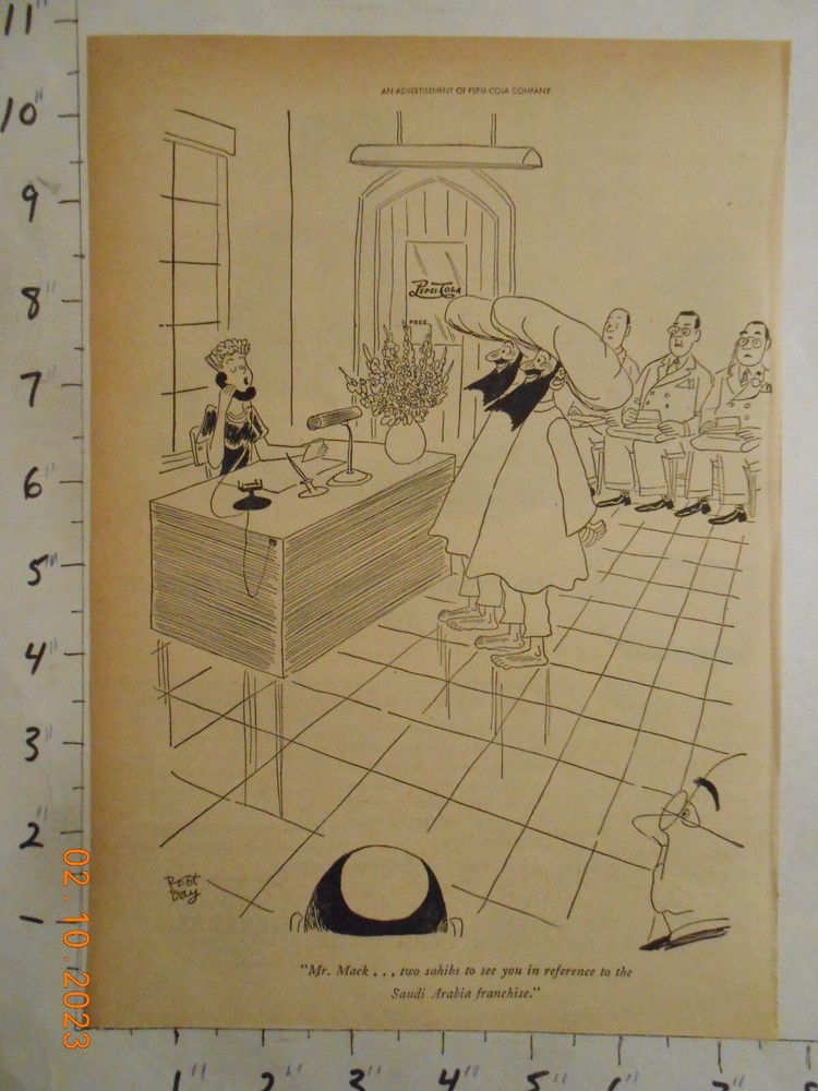 1946 Pepsi-Cola soda pop vintage print ad Saudi Arabia Sahibs Robert Day art
