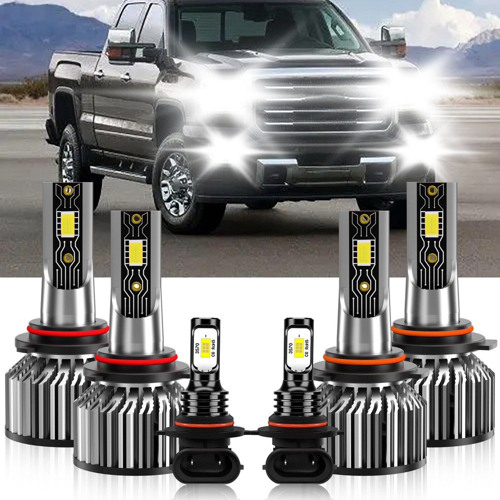 LED Headlight + Fog Light Bulb Combo 6500K For GMC Sierra 3500 Classic 2007-2007