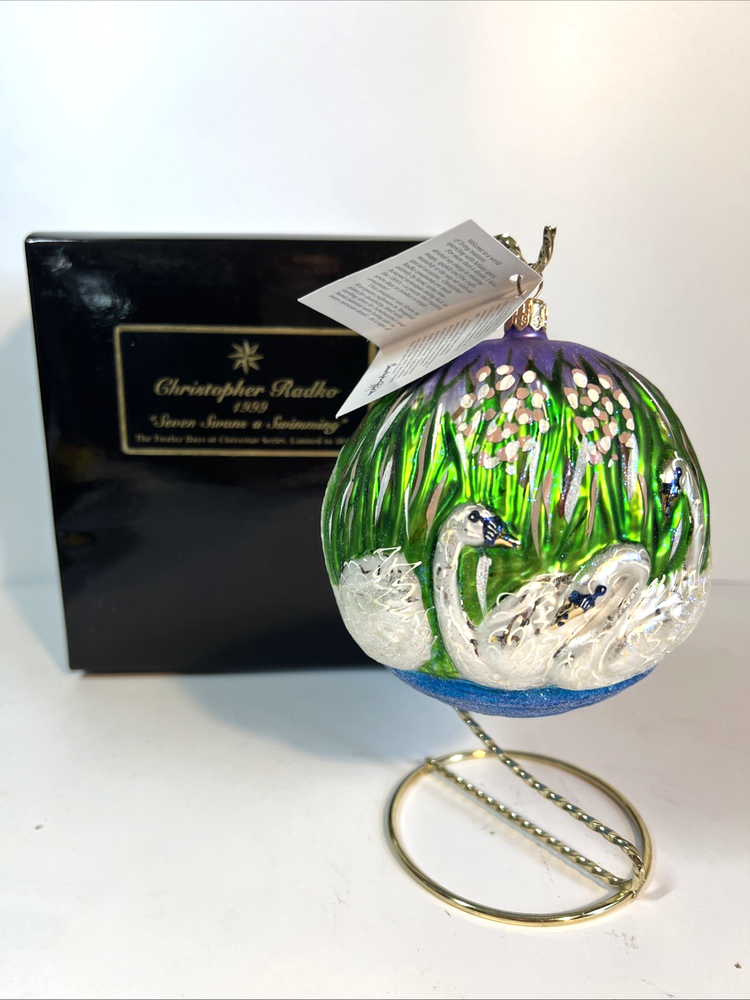 Radko SEVEN SWANS A SWIMMING Christmas Ornament 99-SP-42 Ltd Ed 8038/10K 1999