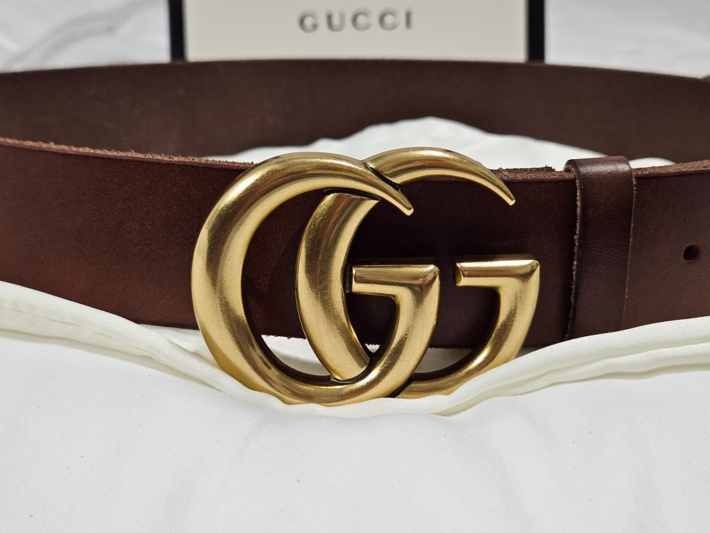 Authentic Brown Leather Gucci Belt 1.5