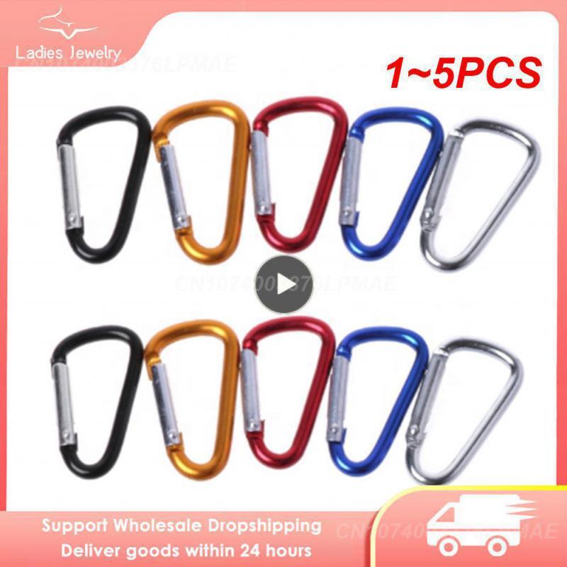 1~5PCS set Aluminum Heart-shaped Carabiner Key Chain Clip Outdoor Keyring Hook W