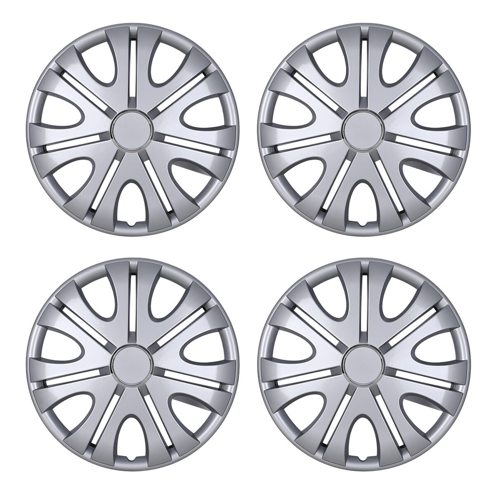 4PCS 15-Inch Silver Lacquer ABS Hubcaps for Chevy Toyota Dodge Kia Wheels