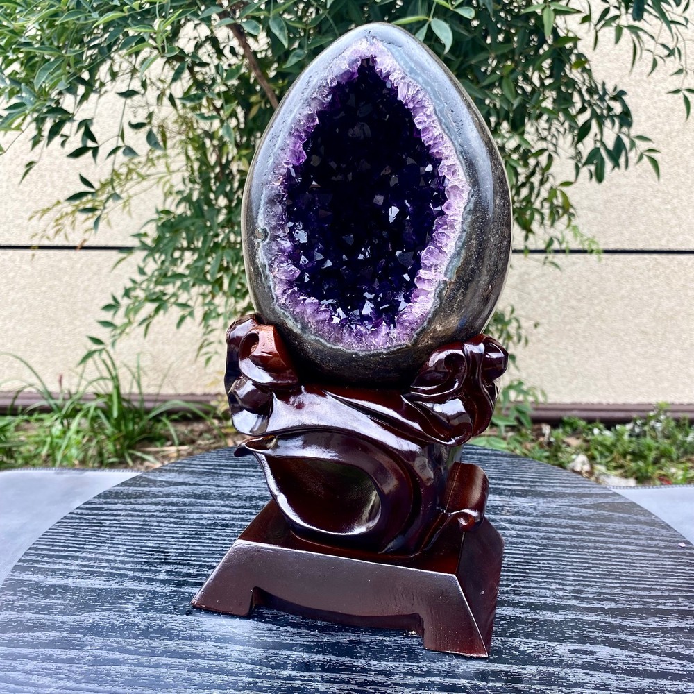 11LB  Natural amethyst Dinosaur egg Quartz Crystal Mineral Reiki Healing+base-