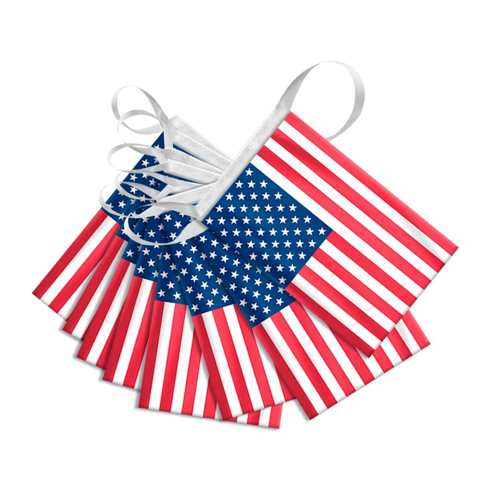 American Flags Banner,60 FT Patriotic USA String Pennant Flags, 4th of July