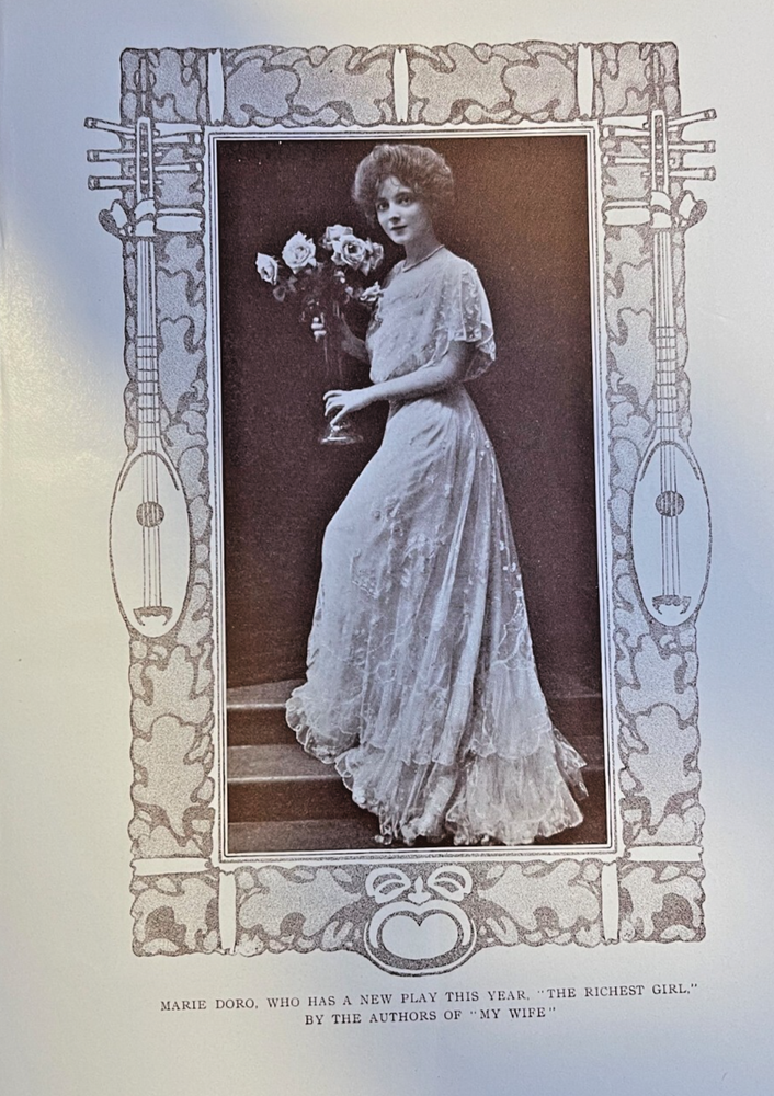 1908 Vintage Magazine Illustration Actress Marie Doro