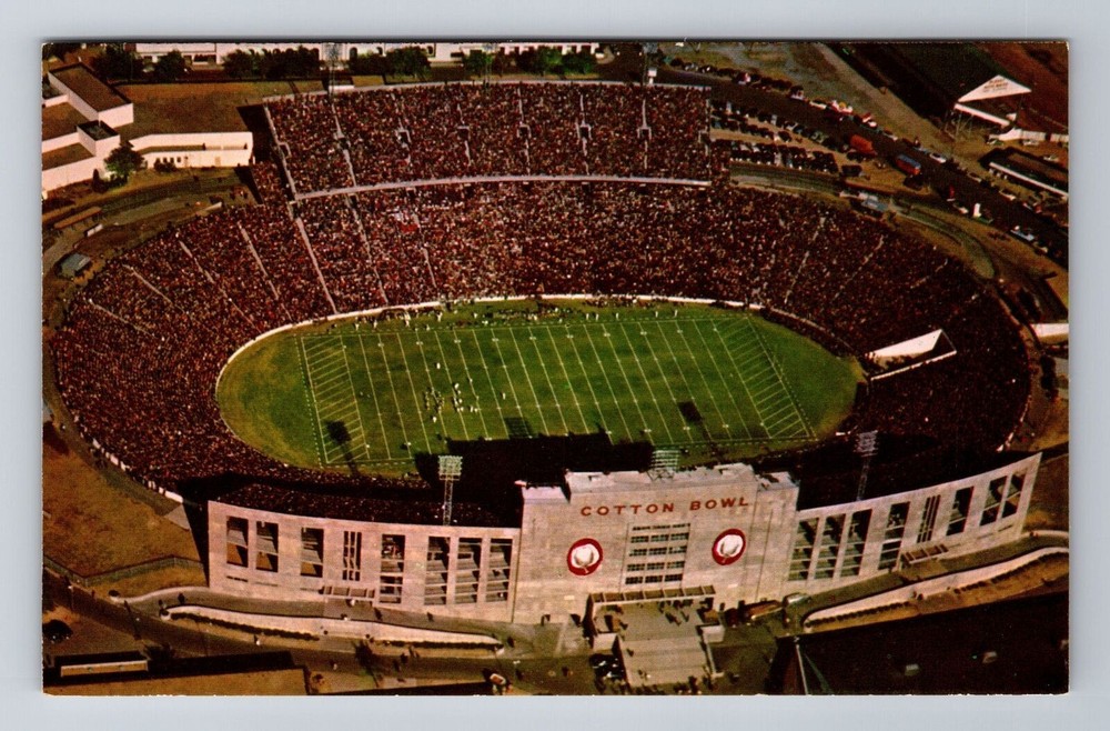 Vintage Dallas TX Cotton Bowl Aerial View Antique Souvenir Postcard