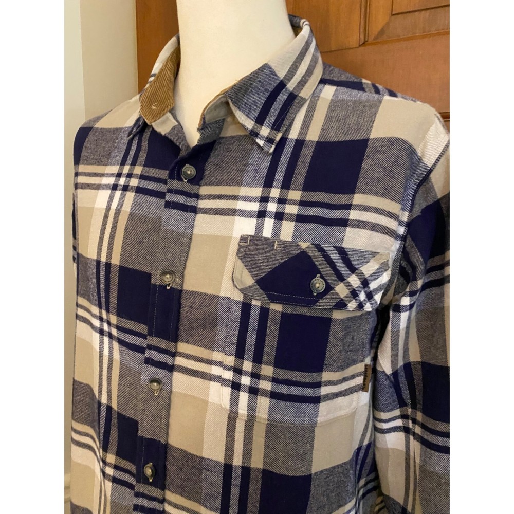 Legendary White Tails Buck Camp Flannel Shirt Men Large Shale Plaid Button Down