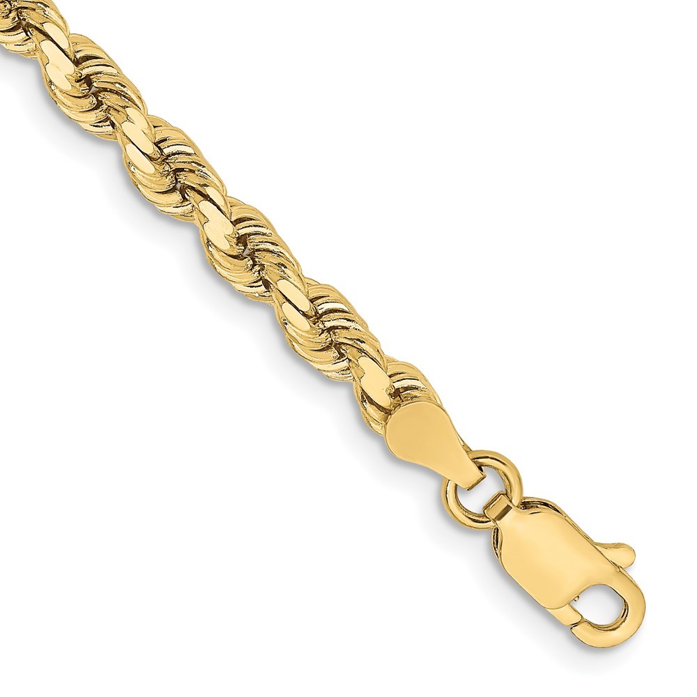 10k Yellow Gold 3.75mm Diamond-cut Rope Chain Bracelet 7