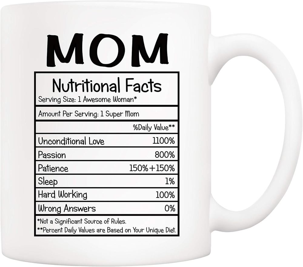 Mothers Day Christmas Gifts Mom Nutritional Facts Coffee Mug, Funny New Gag Nove-image