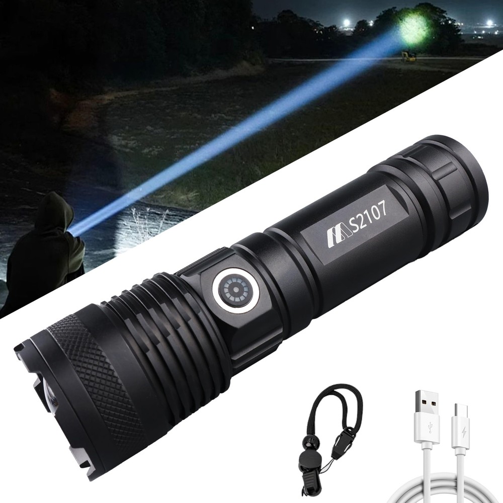 Rechargeable Tactical Flashlight, 990,000 High Lumens,4921FT Long Range,Zooma...