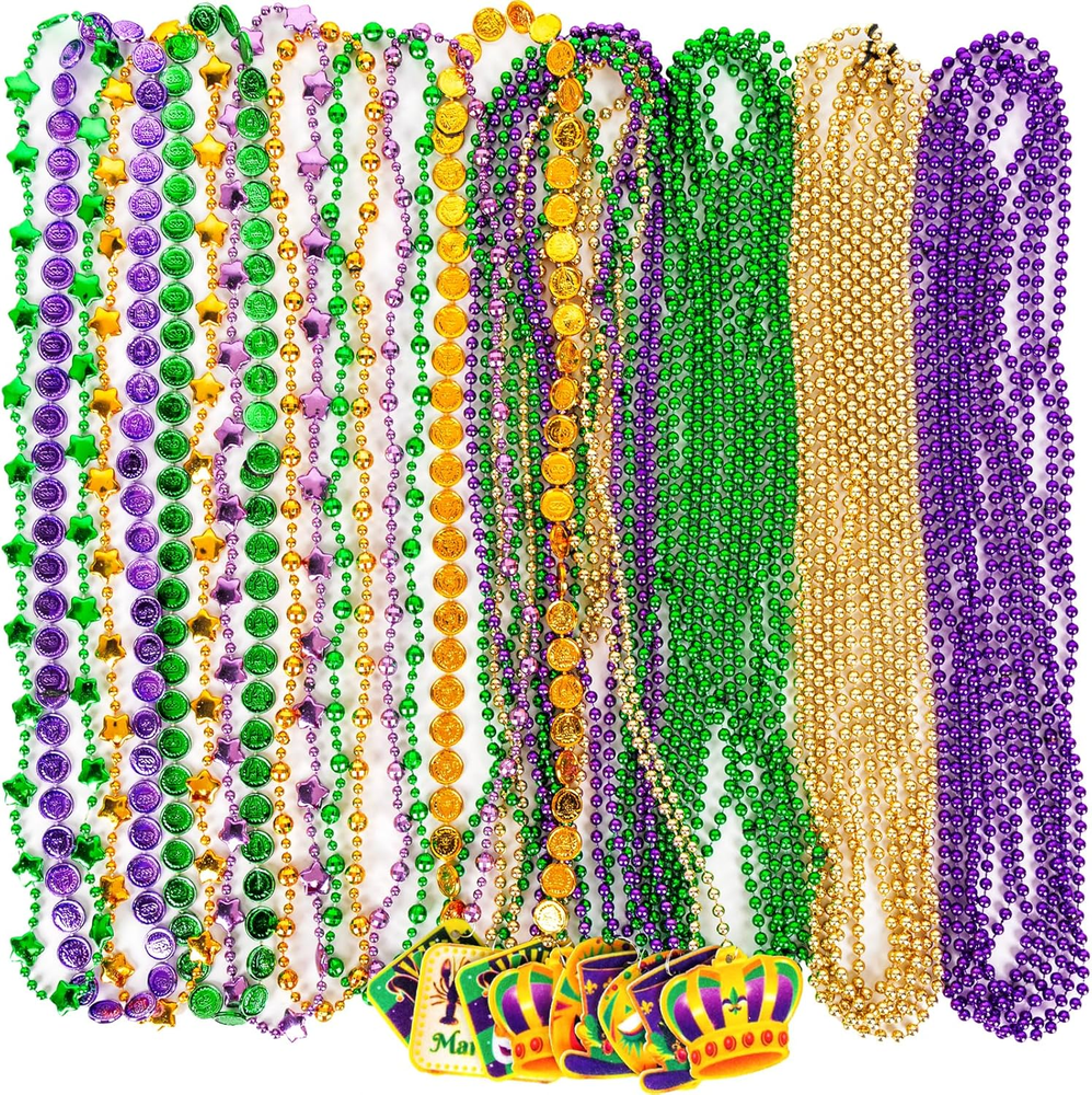 36PCS Mardi Gras Beads Necklaces Bulk Carnival Accessories for Party Favors Deco