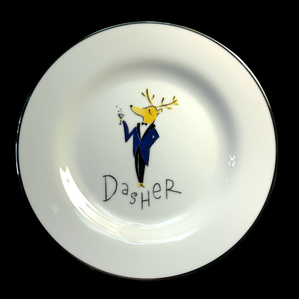 Pottery Barn Holiday Christmas Reindeer Salad Plate 8.5” Dasher Replacement