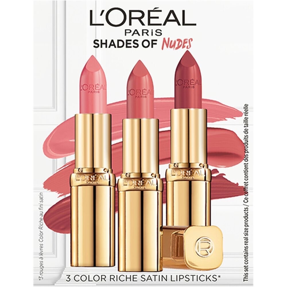 Loreal paris shades of nudes 3 color satin lipsticks set