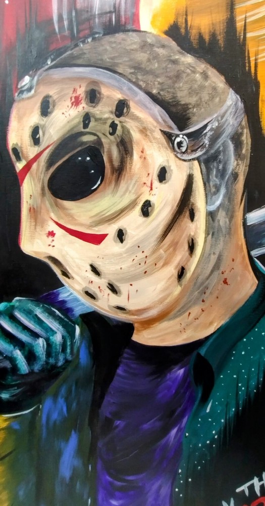 Friday 13th Jason Voorhees Original Signed Canvas Oil Painting 24 X 36