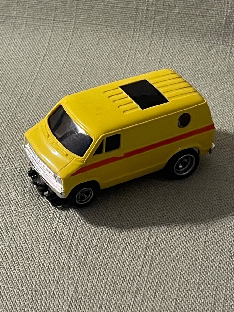 Vintage Aurora AFX Yellow Dodge Van with Red Stripe HO Slot Car