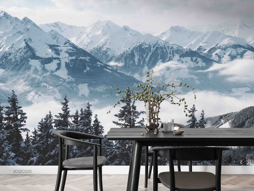 3D Snow Mountain Forest Landscape Wall Murals Wallpaper Murals Wall Sticker