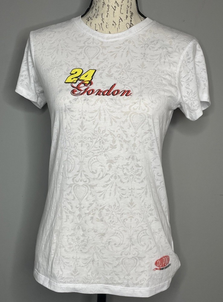 Nascar #24 Jeff Gordon White Sheer Short Sleeve Shirt Women’s Size: Large EUC!