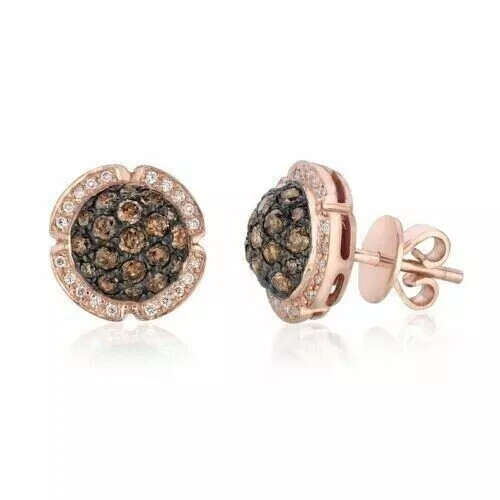 2Ct Round Cut Simulated Brown Diamond Unisex Christmas Stud 14K Rose Gold Plated