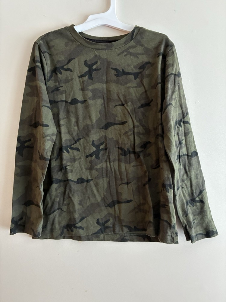 Old Navy Kids Boys Camo Soft Cotton Crewneck Long Sleeve Shirt Olive Green M 8