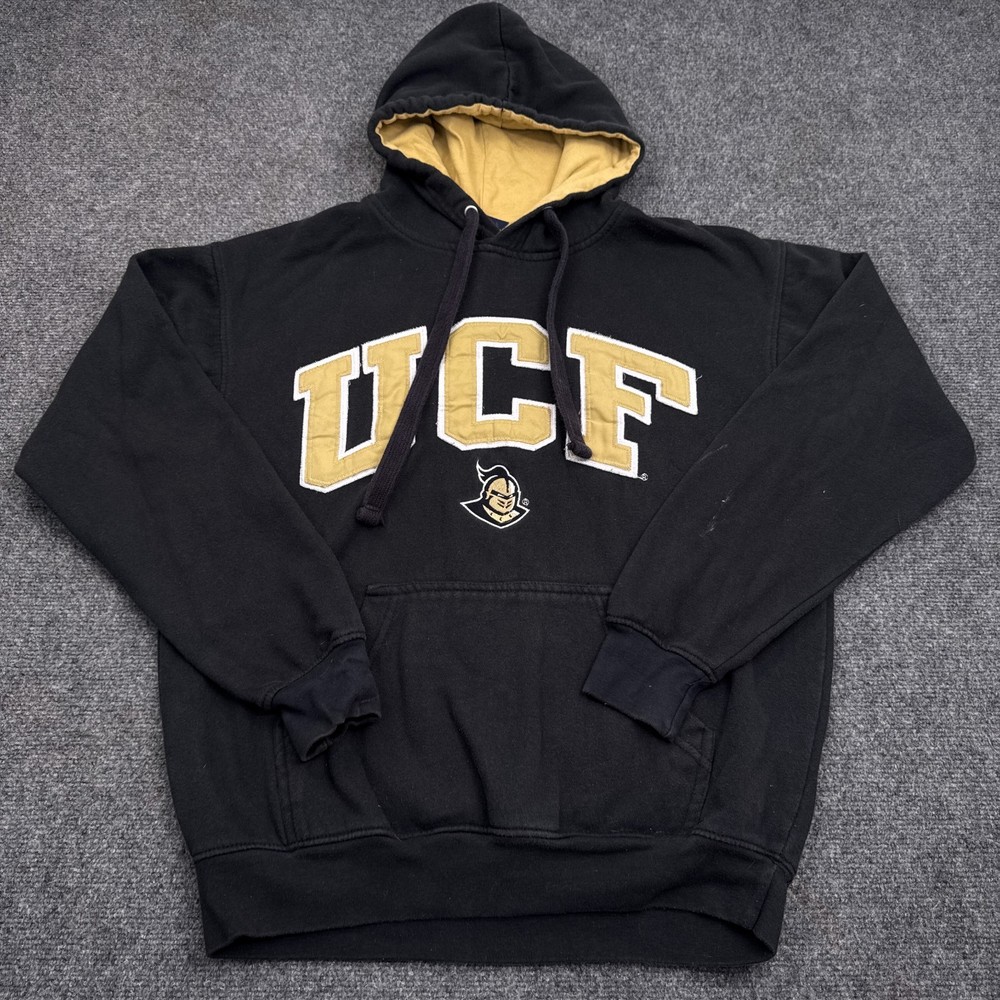 UCF Knights Fleece Hoodie Adult Size Xl Black Gold Stitched Logo Pullover