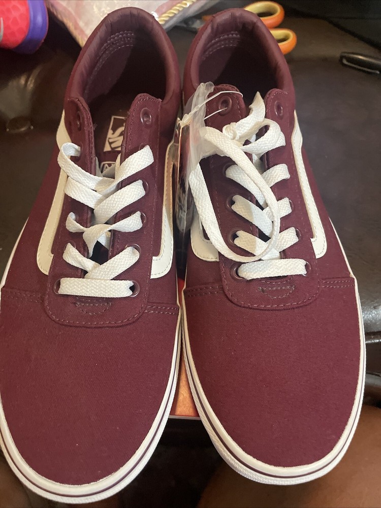Vans Off The Wall Old School Women Shoes Size 10 Sneakers Burgundy & White