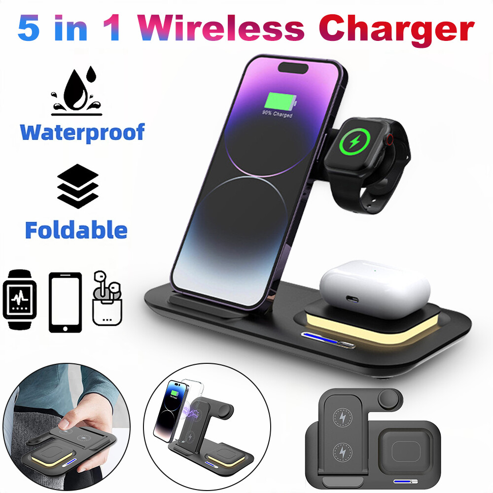 5 in 1 Wireless Charger Dock Station For Apple Watch Air Pods iPhone 16 15 14