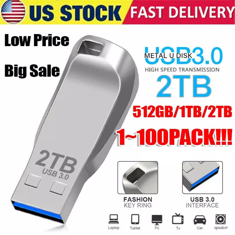 2TB USB 3.0 Flash Drive Thumb U Disk Memory Stick Pen PC Laptop Storage LOT