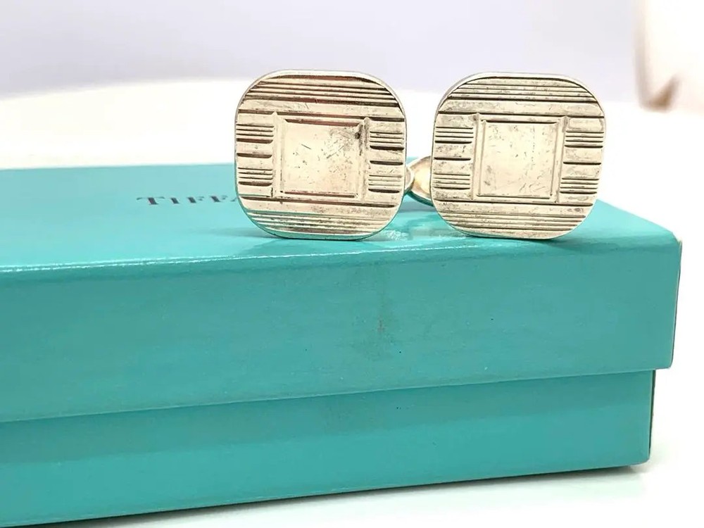 Tiffany & Co 925 Silver Square Cufflinks 0.67 Inches Japan FS in Box
