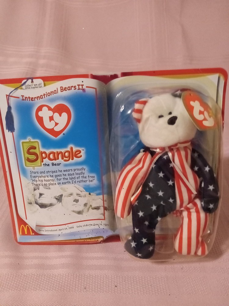 2000 McDonald's Ty Teenie Beanie Babies Spangle The Bear International Bears II